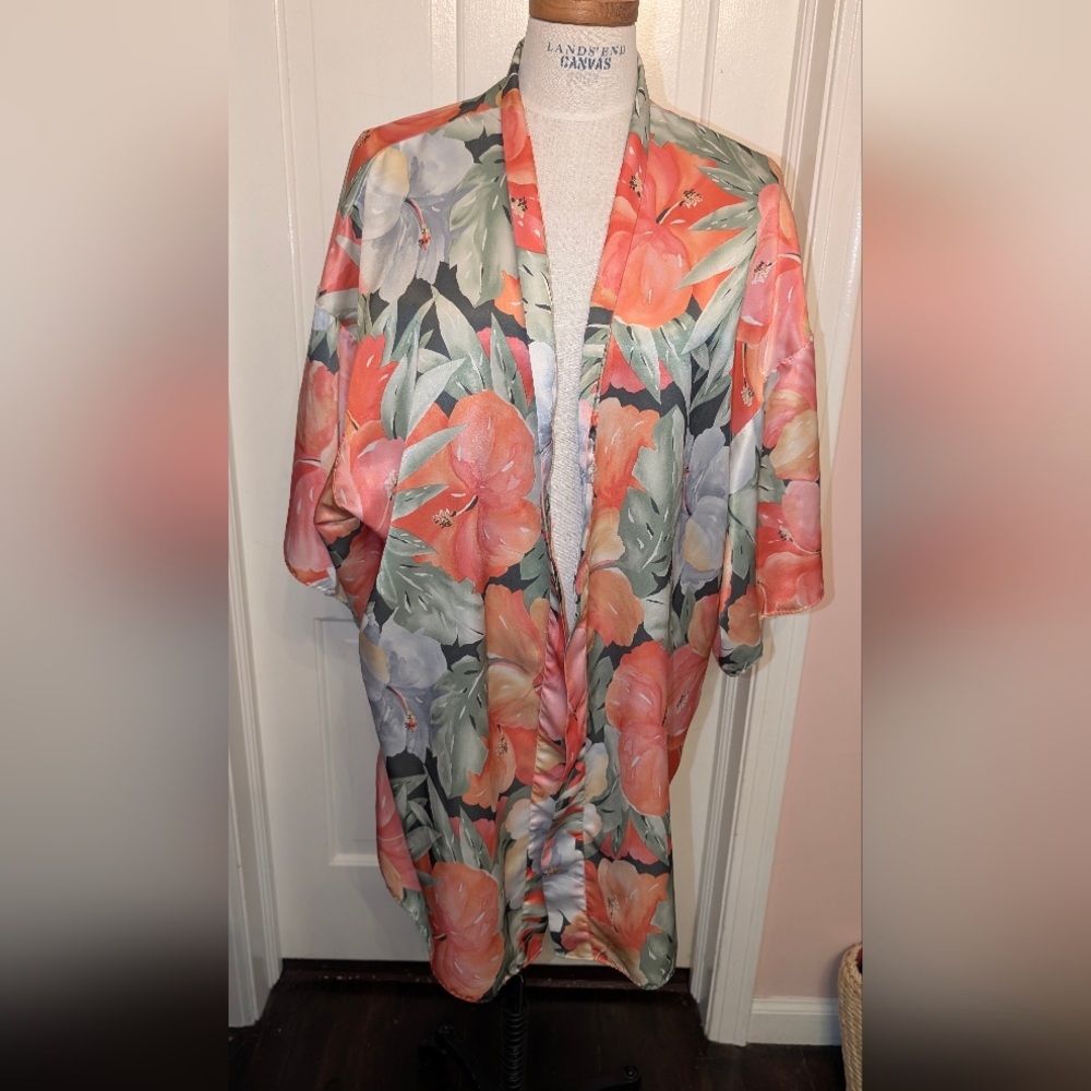 Floral Kimono with Tropical Print